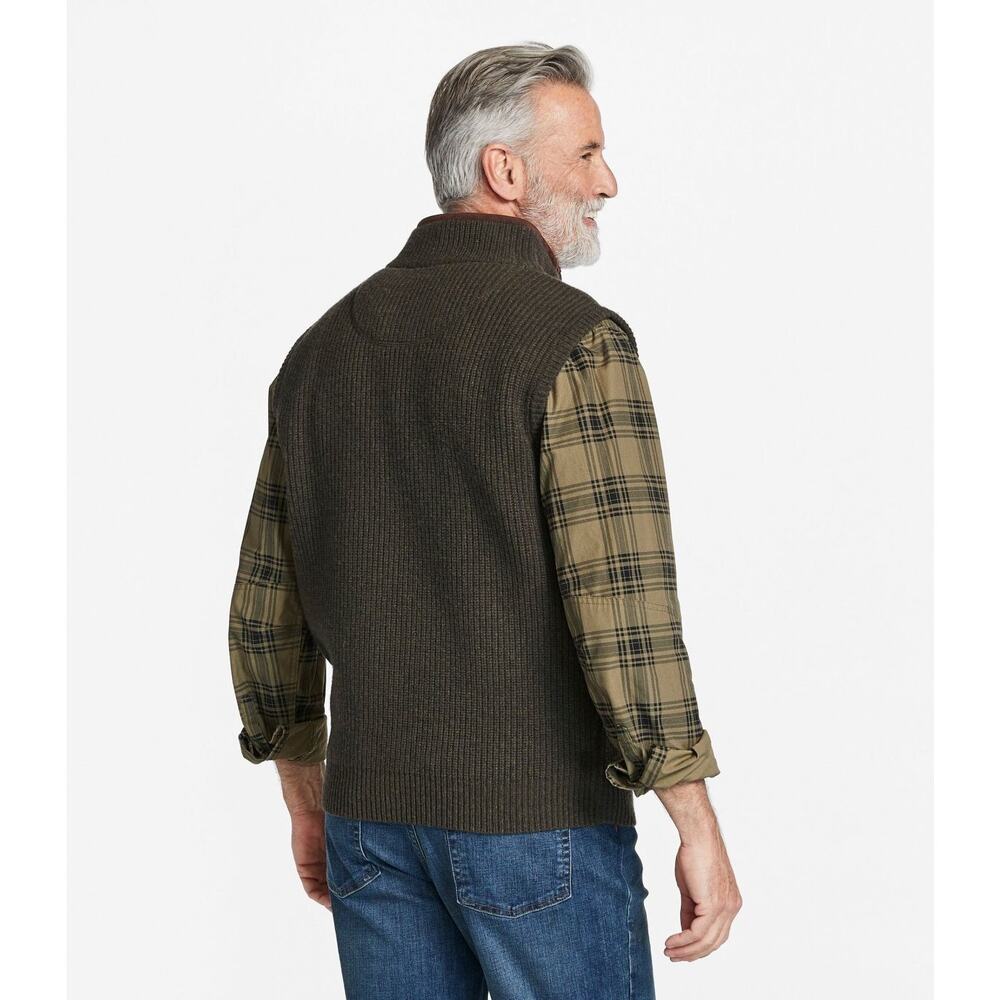 L.L. Bean Men’s sz M* (see desc.) Brown Merino Wool Zip Up Vest Pockets Classic - Picture 3 of 12